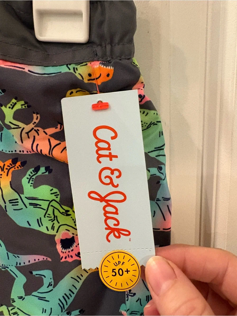 Cat & Jack Navy Swim Trunks with Neon Dino Print NWT boys 18M sku TR163
